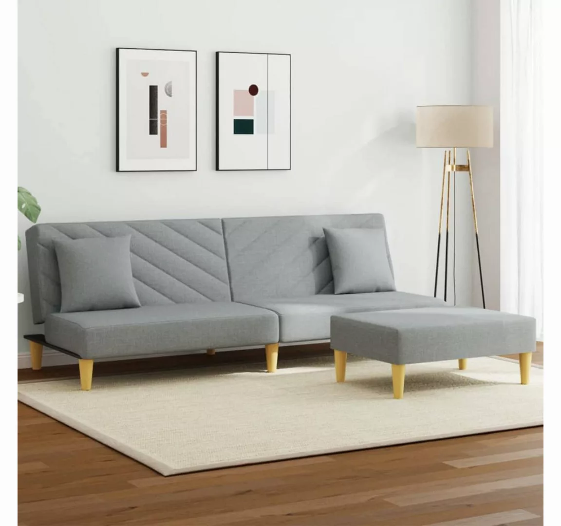 vidaXL Sofa Schlafsofa 2-Sitzer mit Kissen und Fußhocker Stoff, Standard, H günstig online kaufen