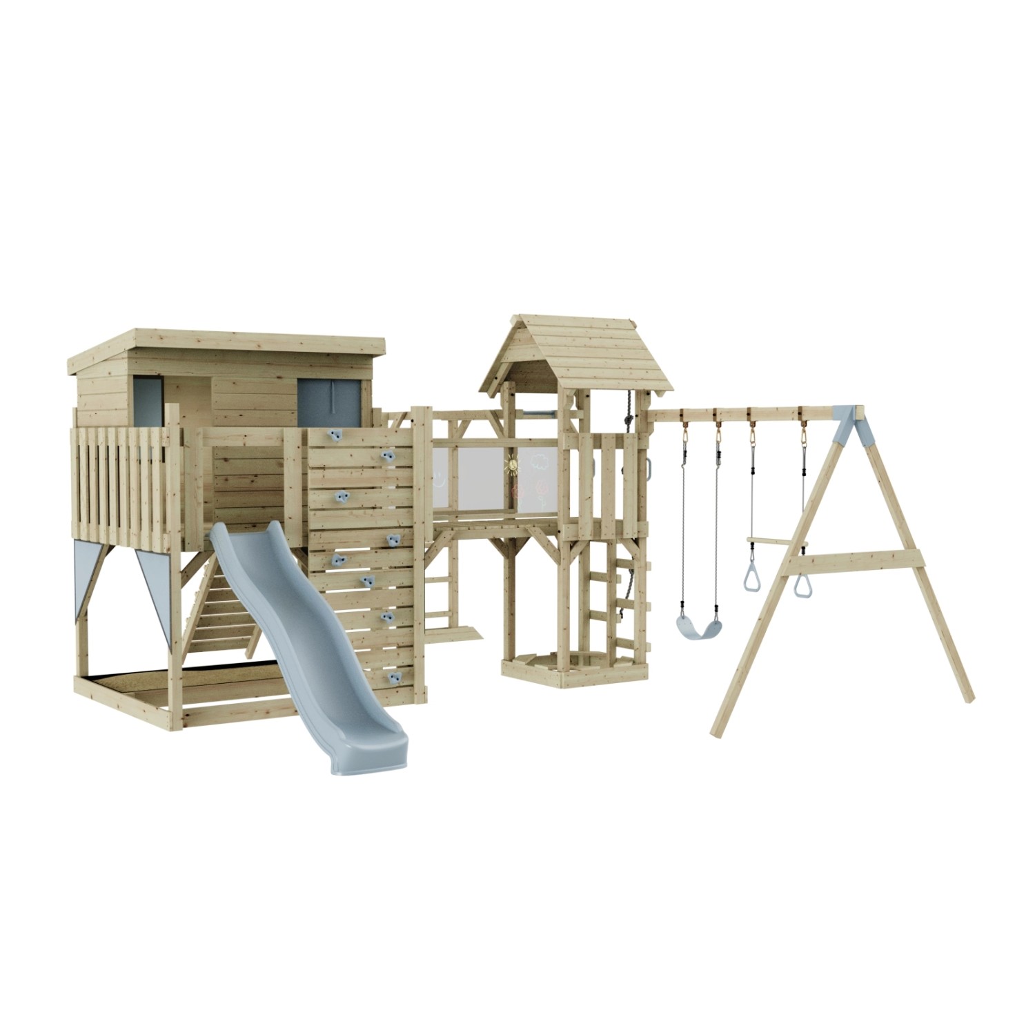 OutdoorToys Spielturm Johanna mit Trapezschaukel Eisblau günstig online kaufen