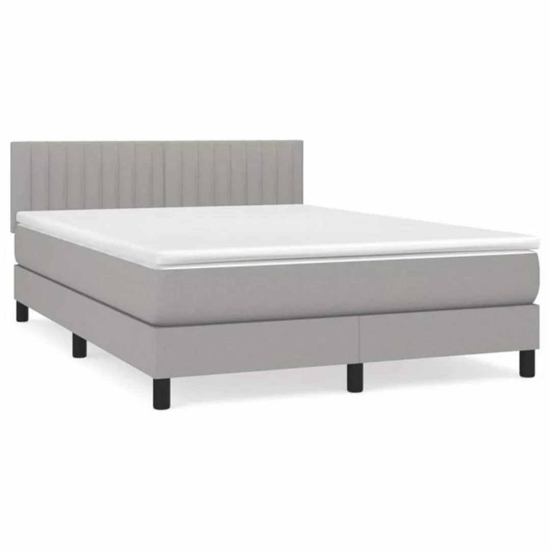 furnicato Bett Boxspringbett mit Matratze Hellgrau 140x200 cm Stoff (1-tlg) günstig online kaufen