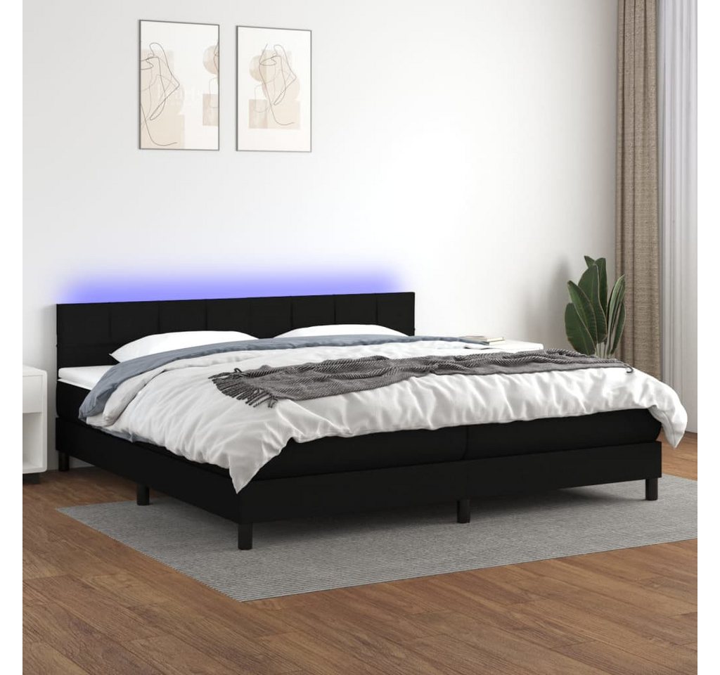 vidaXL Boxspringbett Boxspringbett mit Matratze LED Schwarz 200x200 cm Stof günstig online kaufen