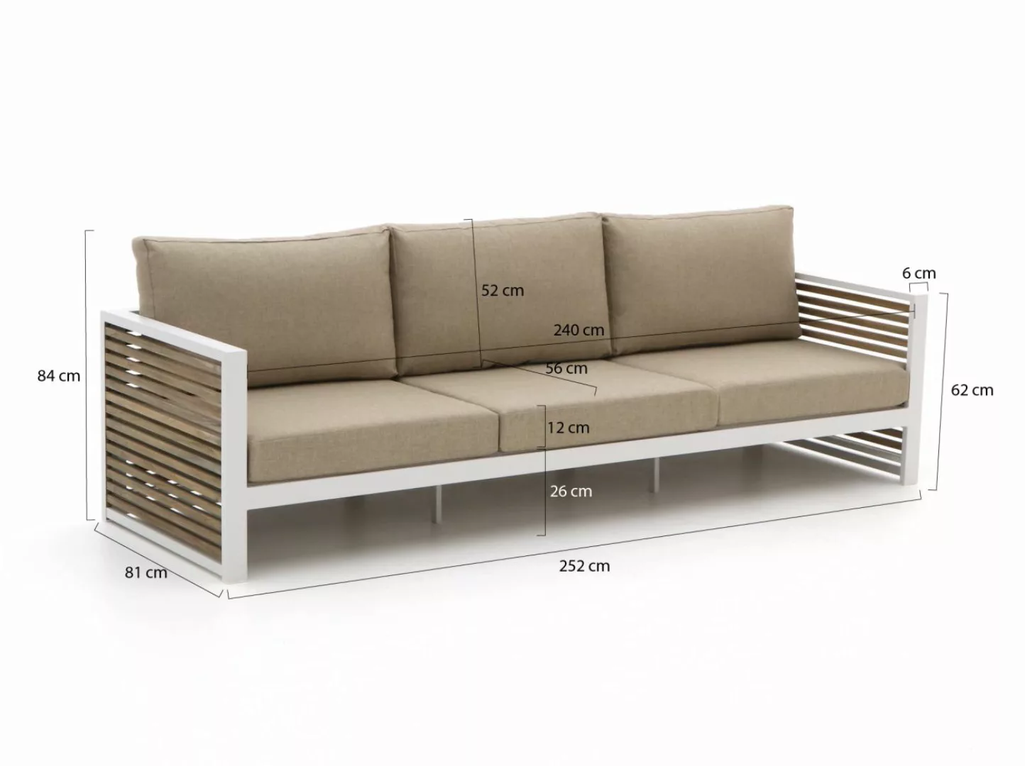 Bellagio Cadora Gartensofa 3-Sitzer 252 cm günstig online kaufen