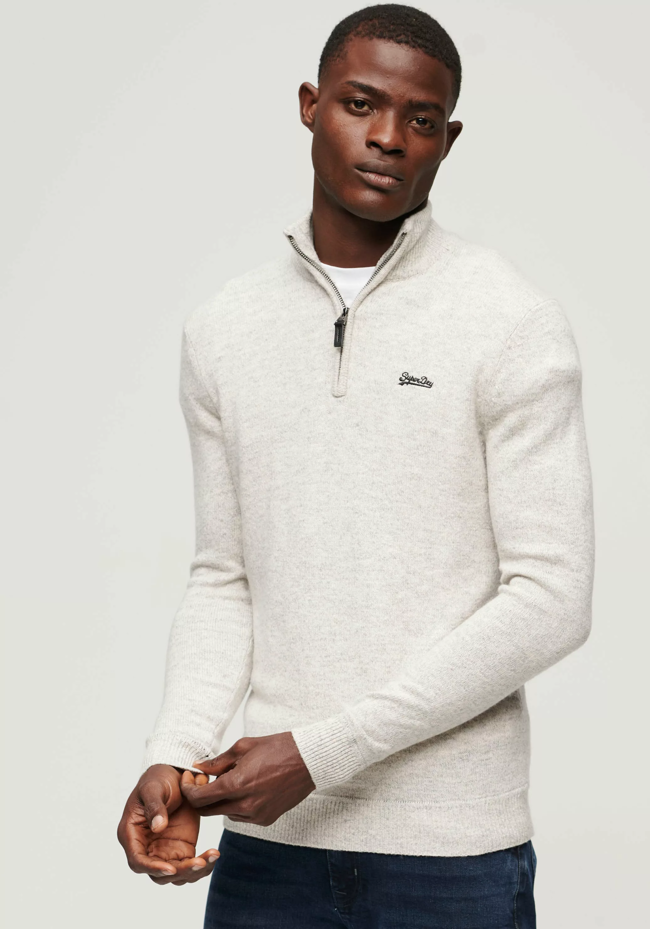 Superdry Stehkragenpullover ESSENTIAL EMB KNIT HENLEY günstig online kaufen