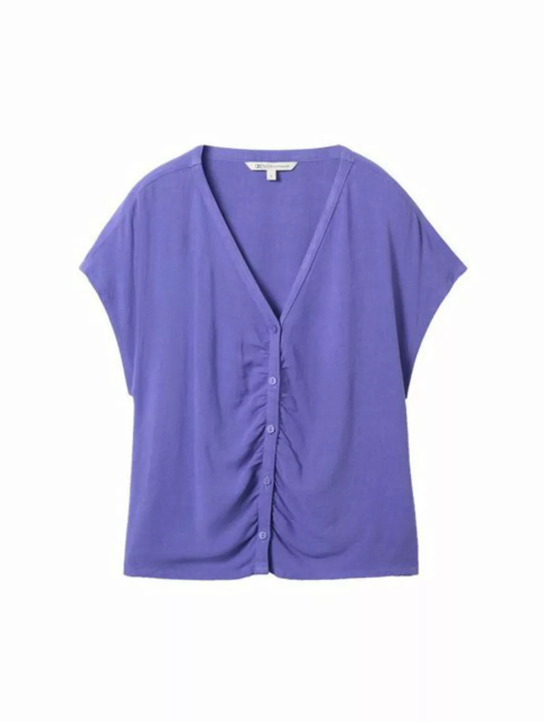 TOM TAILOR Denim Blusenshirt v-neck blouse with buttons, vibrant purple günstig online kaufen