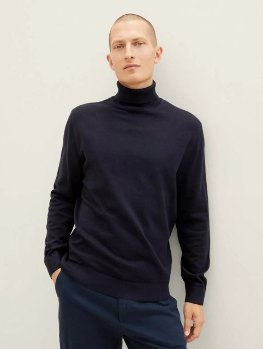 Tom Tailor Rollkragenpullover Basic dunkelblau günstig online kaufen