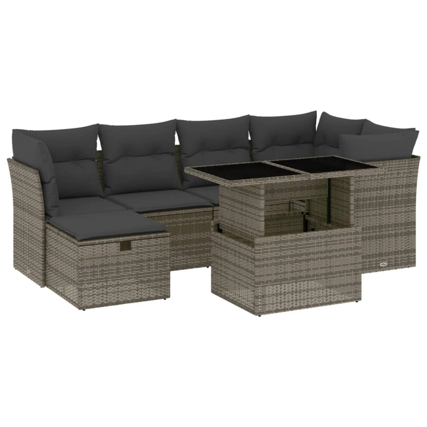 vidaXL 7-Tlg Garten-Sofagarnitur mit Kissen Grau Poly Rattan 3274660 günstig online kaufen