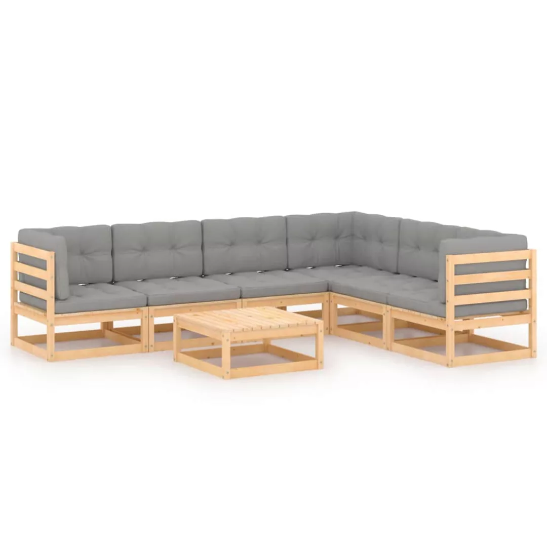 7-tlg. Garten-lounge-set Mit Kissen Kiefer Massivholz günstig online kaufen