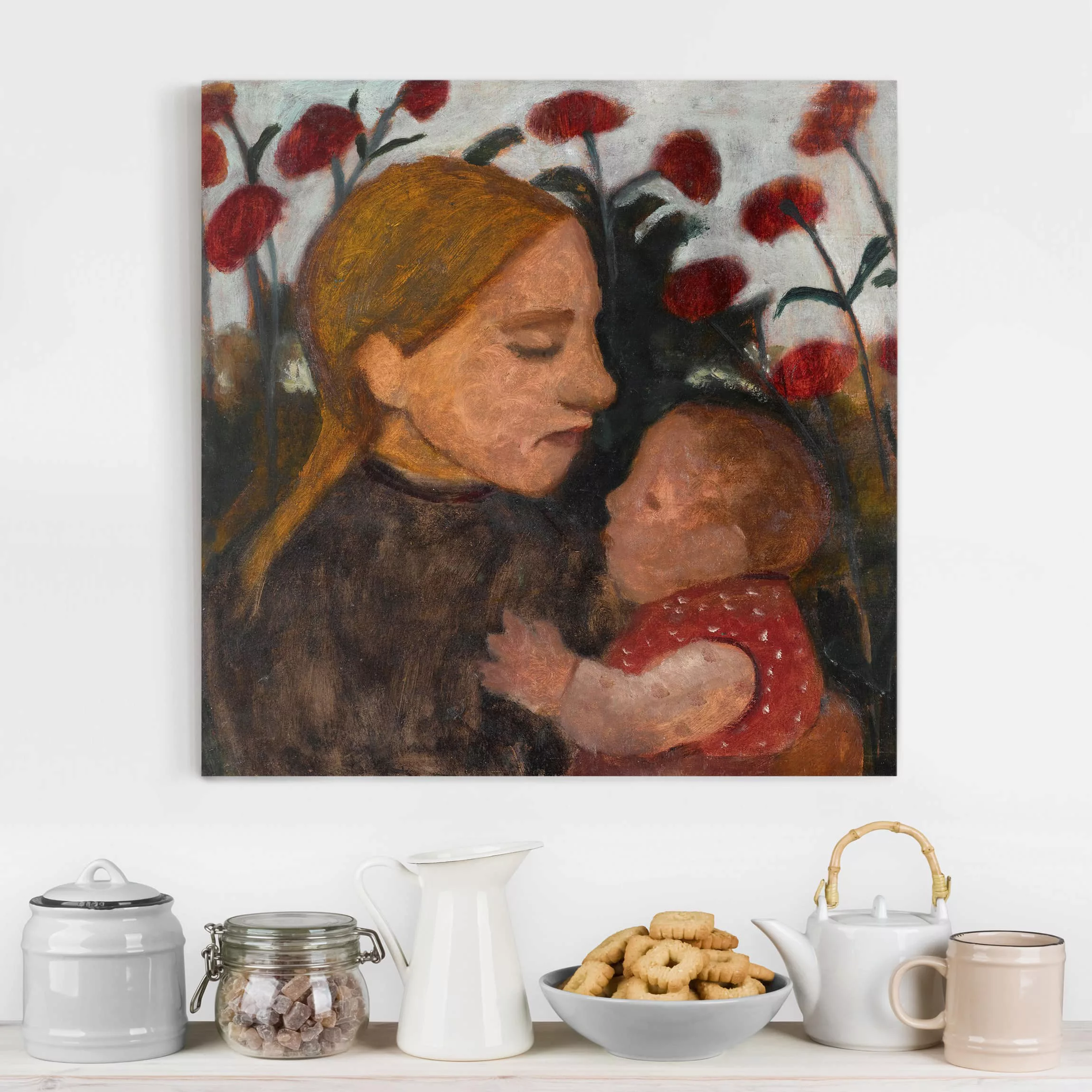 Leinwandbild Kunstdruck - Quadrat Paula Modersohn-Becker - Junge Frau mit K günstig online kaufen