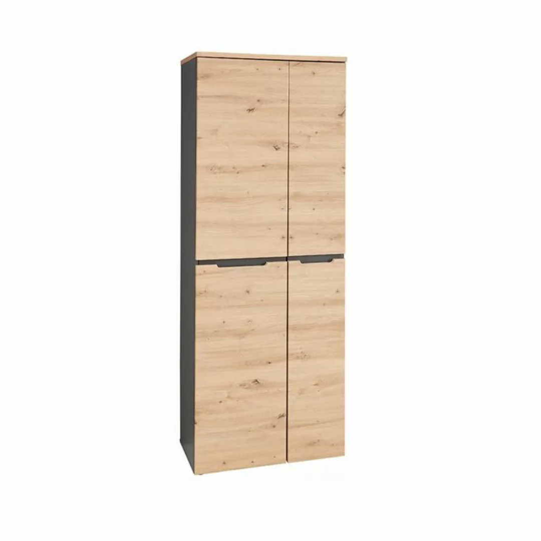 Lomadox Stauraumschrank MANRESA-36 2-türig, graphit mit Eiche, 75cm breit günstig online kaufen