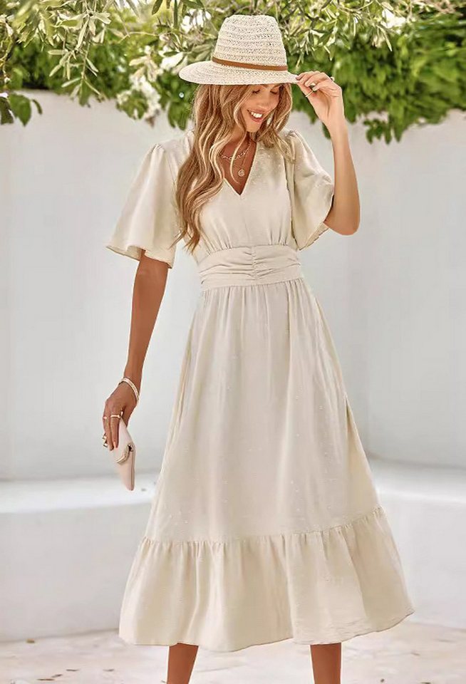 SEGUEN Sommerkleid Lässiges Sommerkleid für Damen (V-Ausschnitt tailliert Q günstig online kaufen