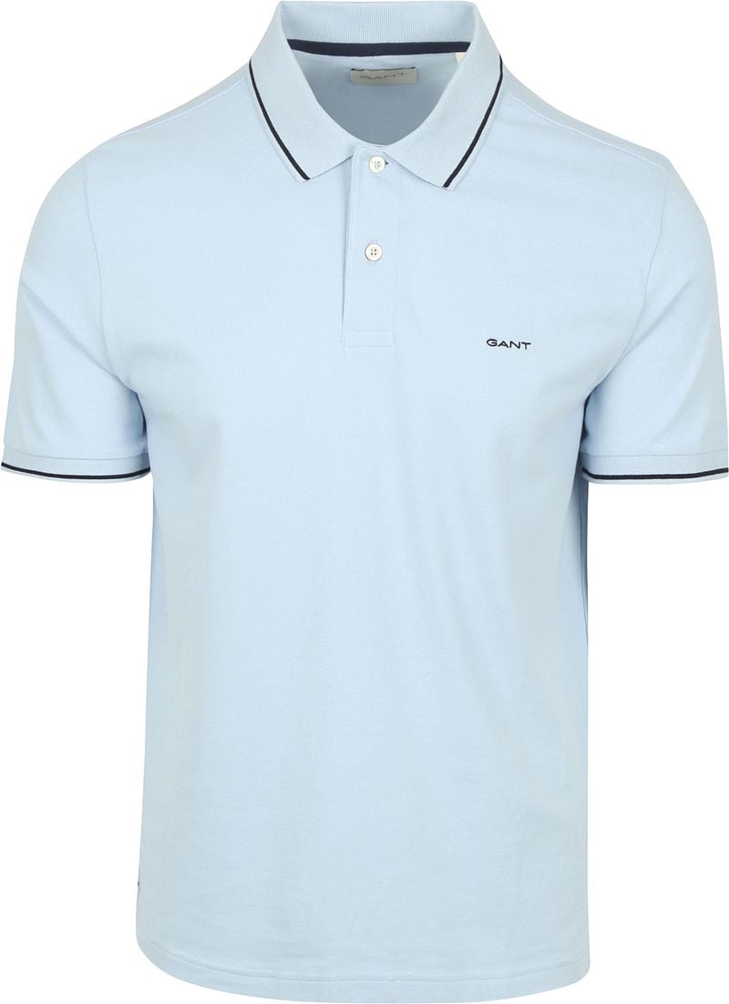Gant Tipping Piqué Poloshirt Hellblau - Größe M günstig online kaufen