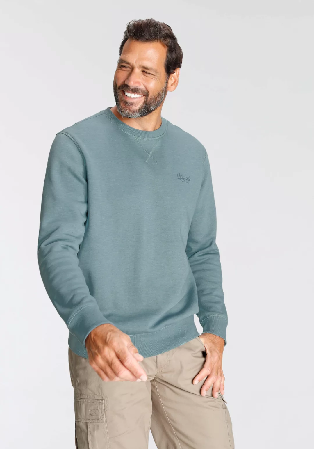 Man's World Sweatshirt Langarm, Basic-Stil, unifarben, Rundhalsausschnitt günstig online kaufen