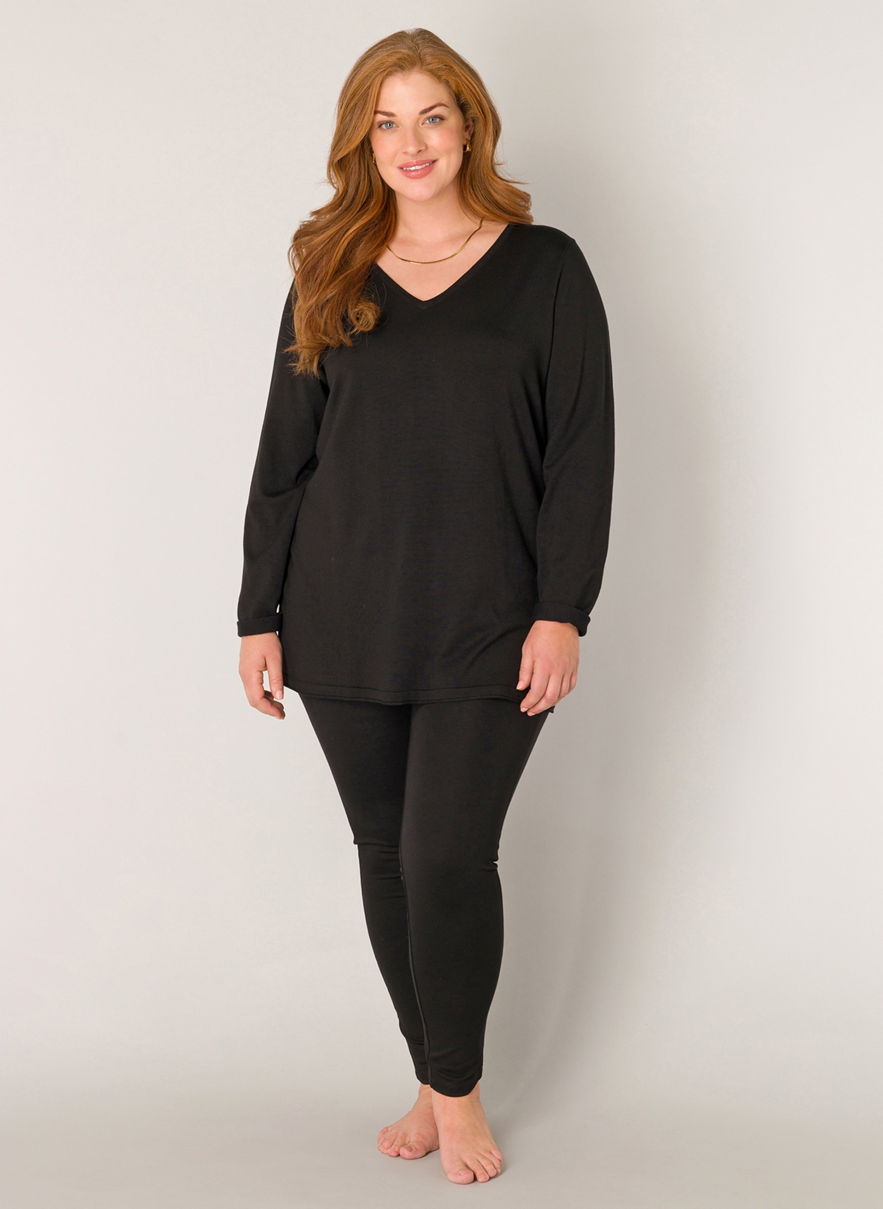 Base Level Curvy V-Ausschnitt-Pullover "Anine", Pullover in weicher und for günstig online kaufen