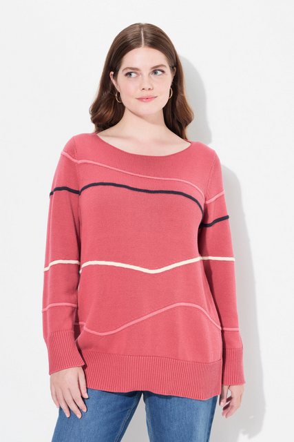 Ulla Popken Strickpullover Pullover U-Boot-Ausschnitt Langarm Biobaumwolle günstig online kaufen