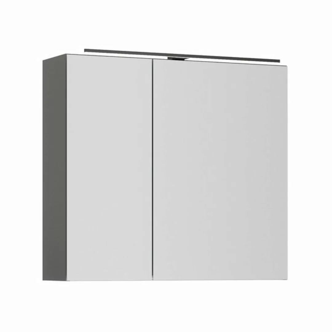 Lomadox Spiegelschrank PALERMO-136-GREY grau 80cm breit mit LED Aufsatzleuc günstig online kaufen