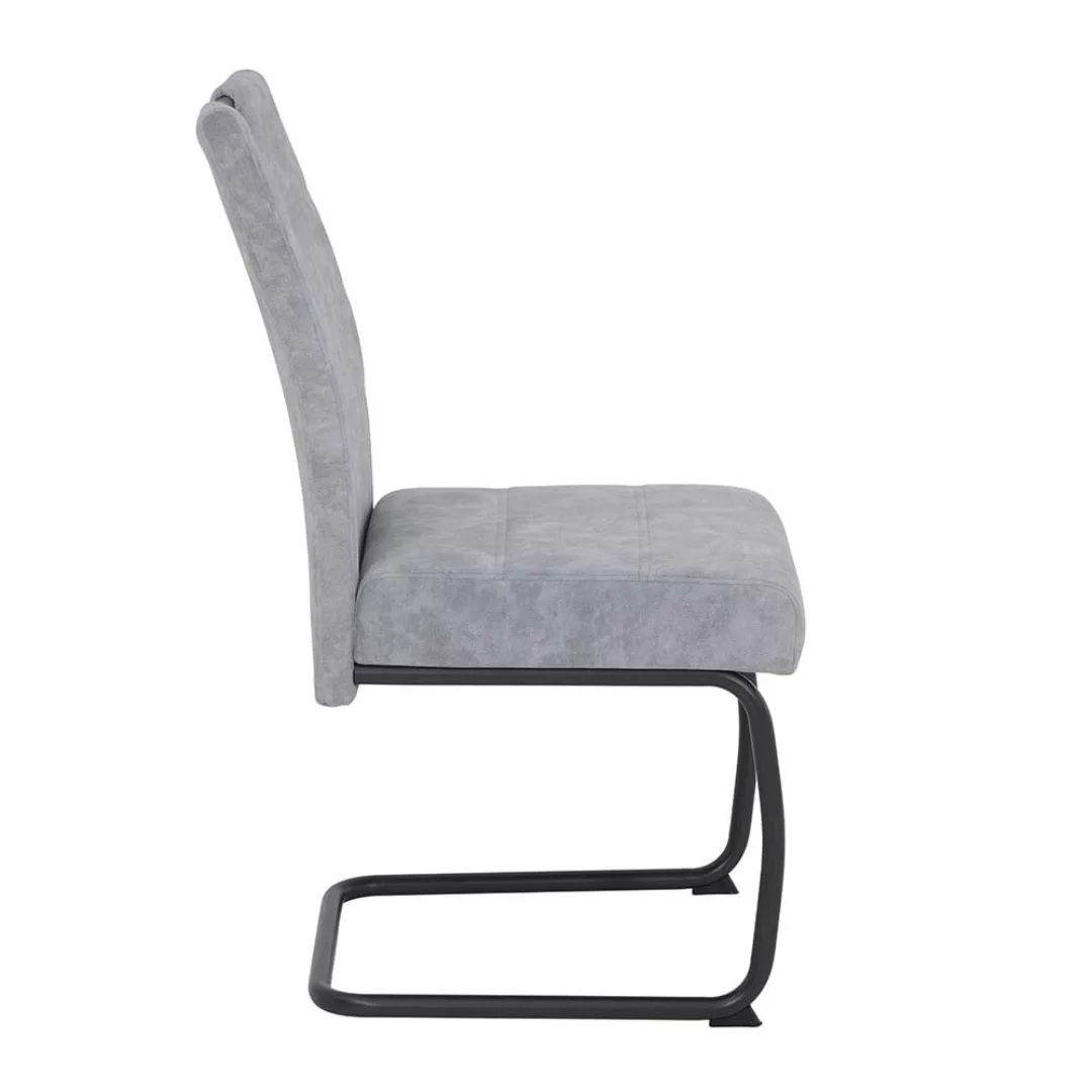 Esstisch Stühle Freischwinger in Grau und Schwarz 50 cm breit (Set) günstig online kaufen