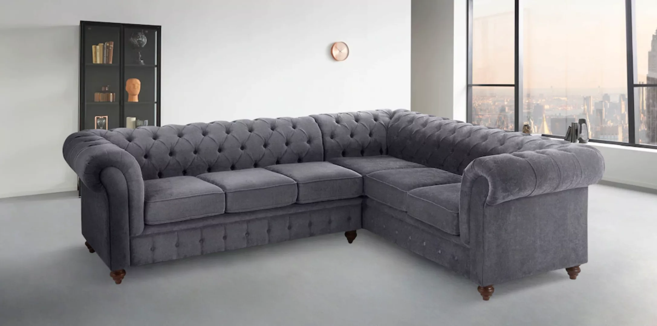 Home affaire Chesterfield-Sofa "Chesterfield Ecksofa, auch in Leder L-Form" günstig online kaufen