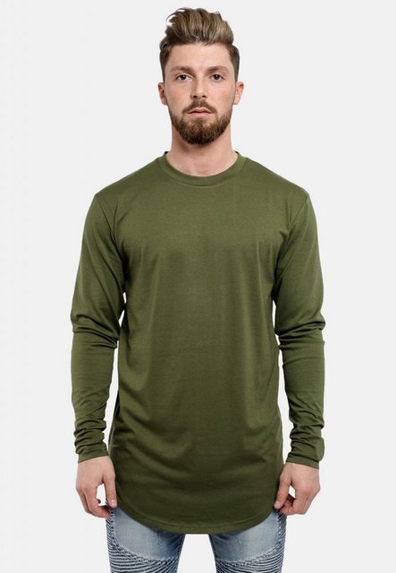 Blackskies T-Shirt Side Zip Langarm Longshirt T-Shirt Olive Medium günstig online kaufen