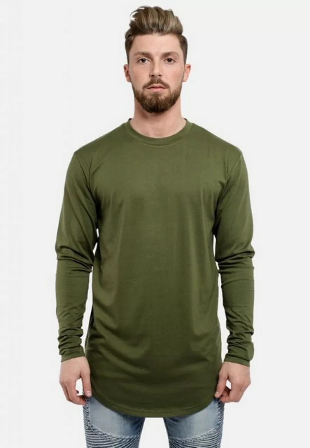 Blackskies T-Shirt Side Zip Langarm Longshirt T-Shirt Olive X-Large günstig online kaufen