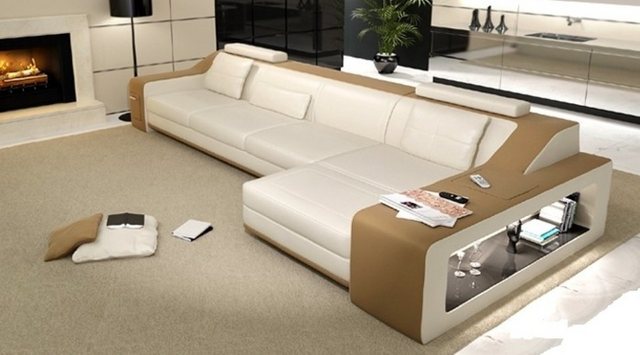 JVmoebel Ecksofa Designer Beige Wohnlandschaft luxus Ecksofa Polster Couch günstig online kaufen