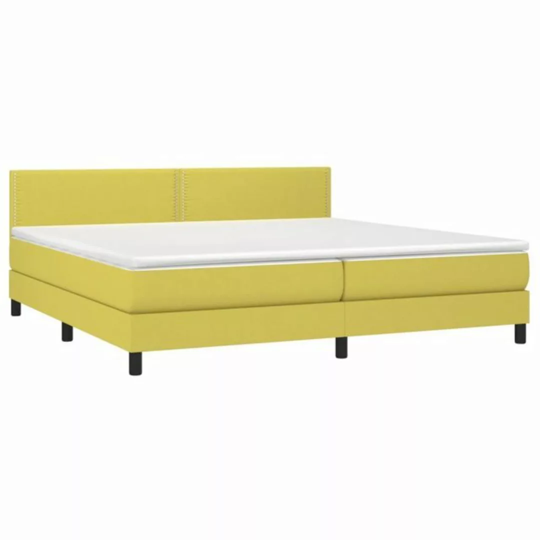 vidaXL Bett Boxspringbett mit Matratze Grün 200x200 cm Stoff günstig online kaufen