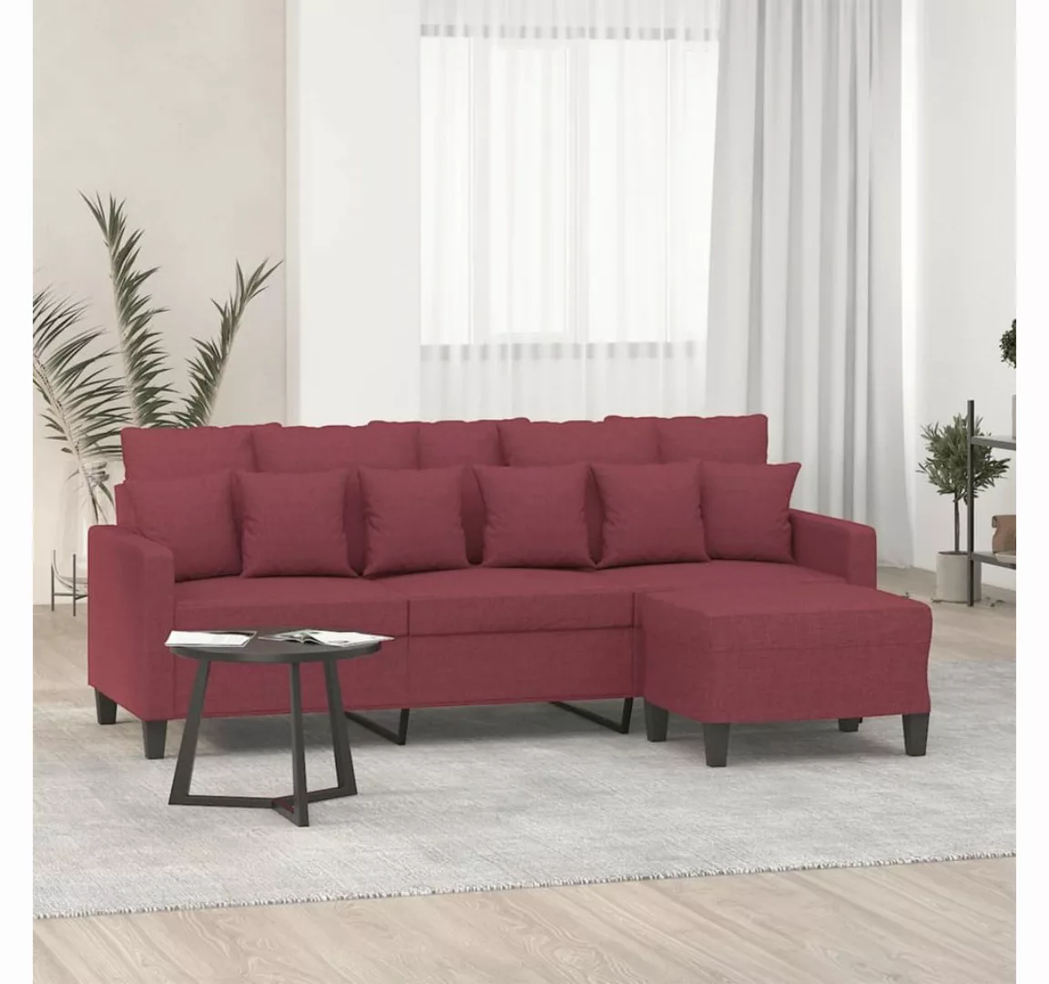 vidaXL Sofa 3-Sitzer-Sofa mit Hocker 180 cm Stoff, Rot günstig online kaufen