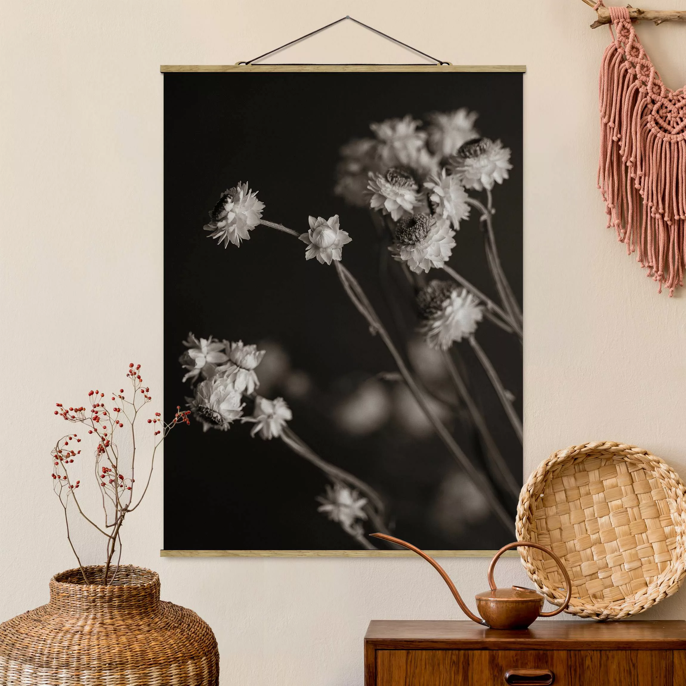 Stoffbild mit Posterleisten Gänseblümchen Studie günstig online kaufen