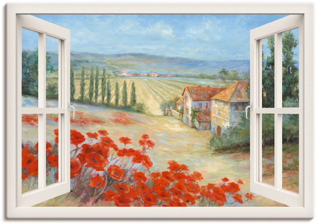 Artland Leinwandbild »Mohnlandschaft«, Fensterblick, (1 St.), auf Keilrahme günstig online kaufen