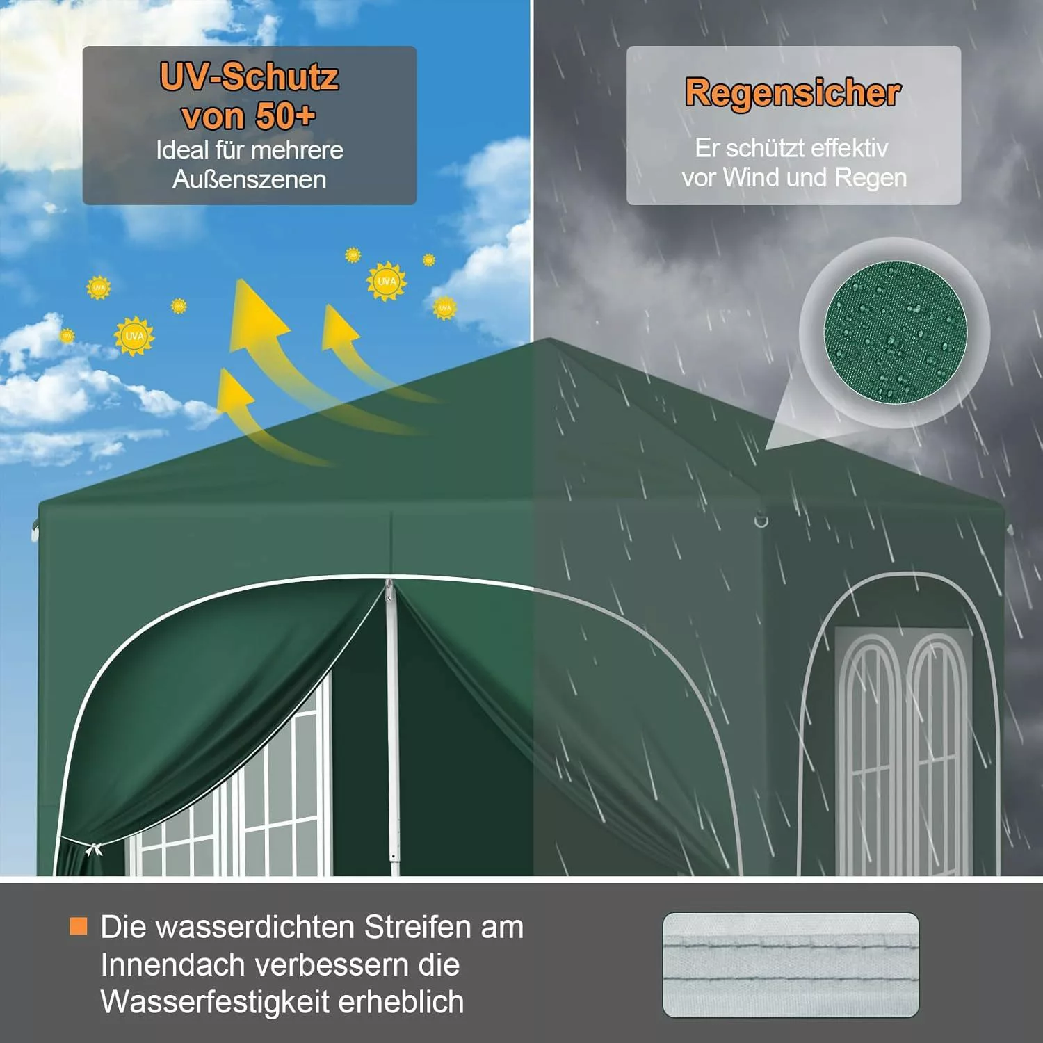 Woltu Pavillon, mit 4 Seitenteilen, 2x2 günstig online kaufen