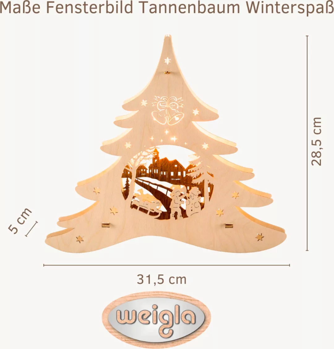 Weigla Dekobaum "beleuchtetes Fensterbild Tannenbaum Winterspaß, NATUR-BRAU günstig online kaufen