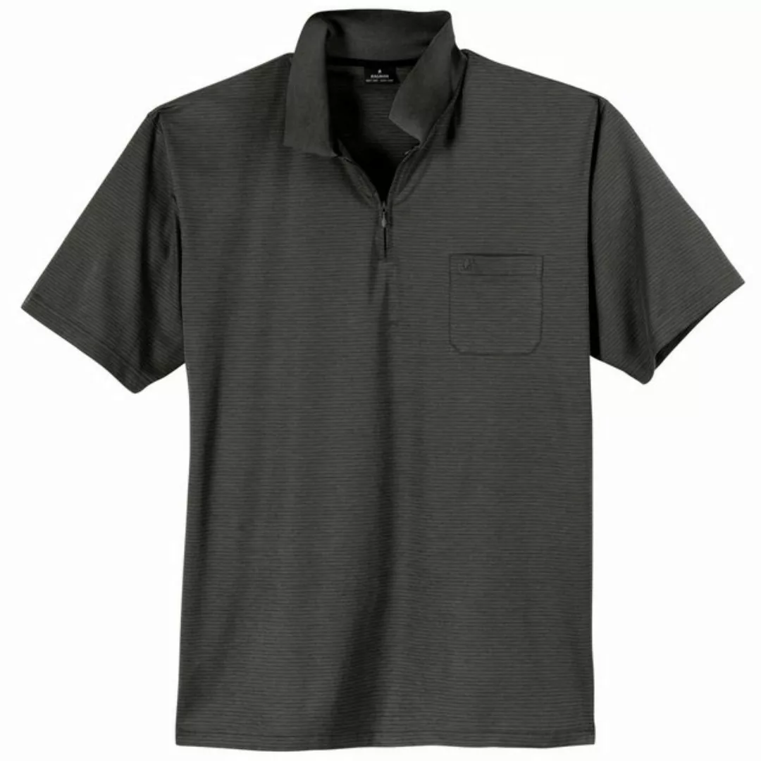 RAGMAN Poloshirt Große Größen Herren Zip Poloshirt schiefer fein gestreift günstig online kaufen