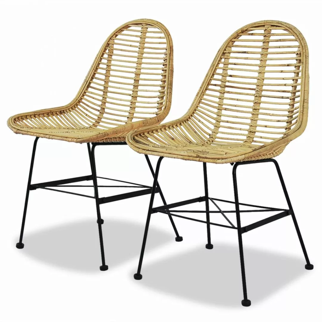 Esszimmerstühle 2 Stk. Natur Rattan günstig online kaufen