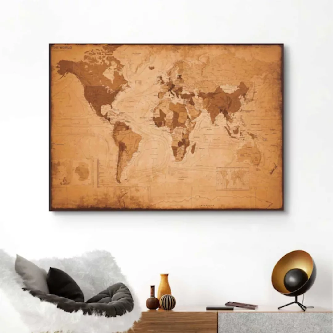 Reinders! Wandbild »Wandbild Weltkarte Vintage - Landkarte - Kontinente«, W günstig online kaufen
