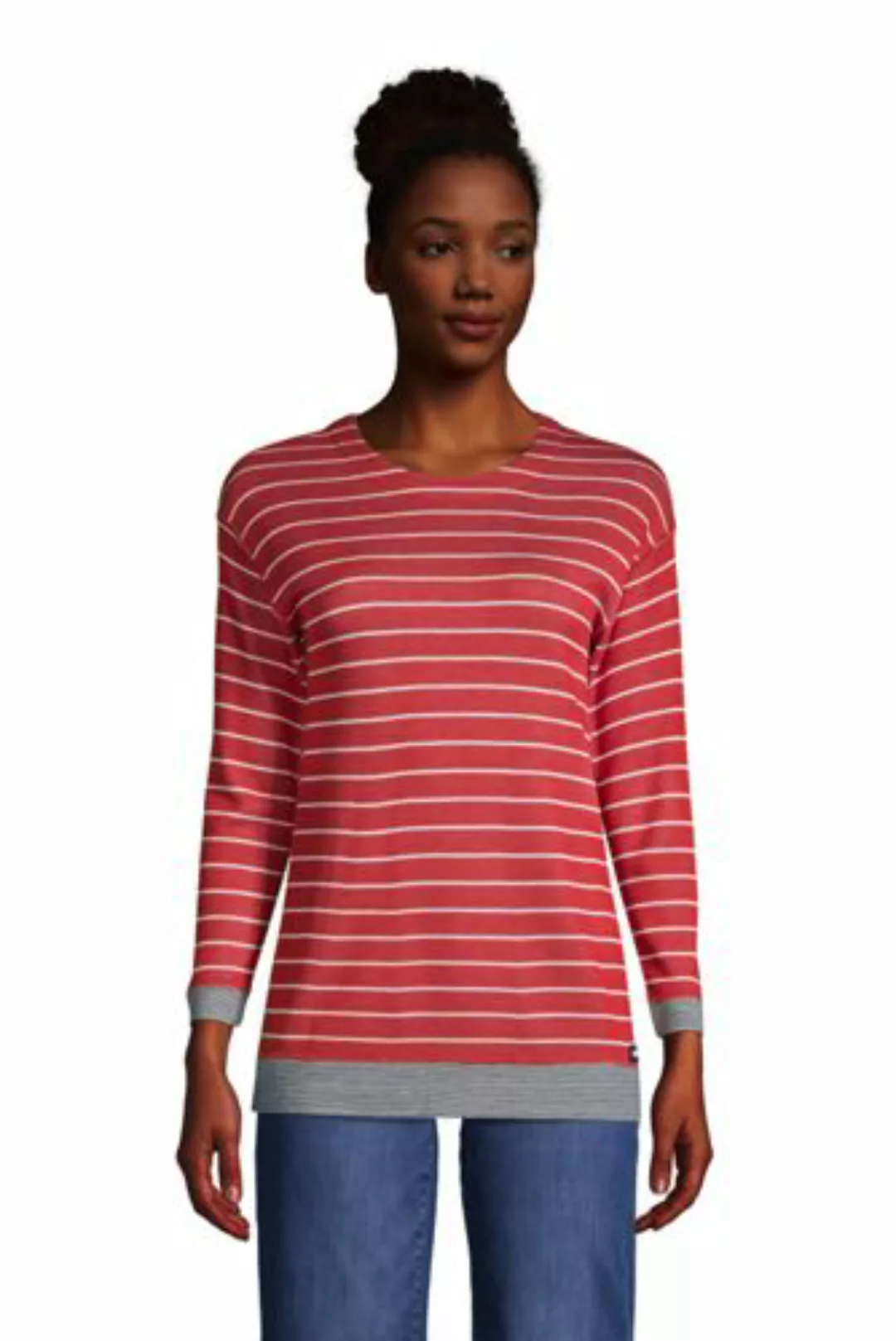 Wendeshirt mit 3/4-Ärmeln in Petite-Größe, Damen, Größe: L Petite, Rot, Jer günstig online kaufen