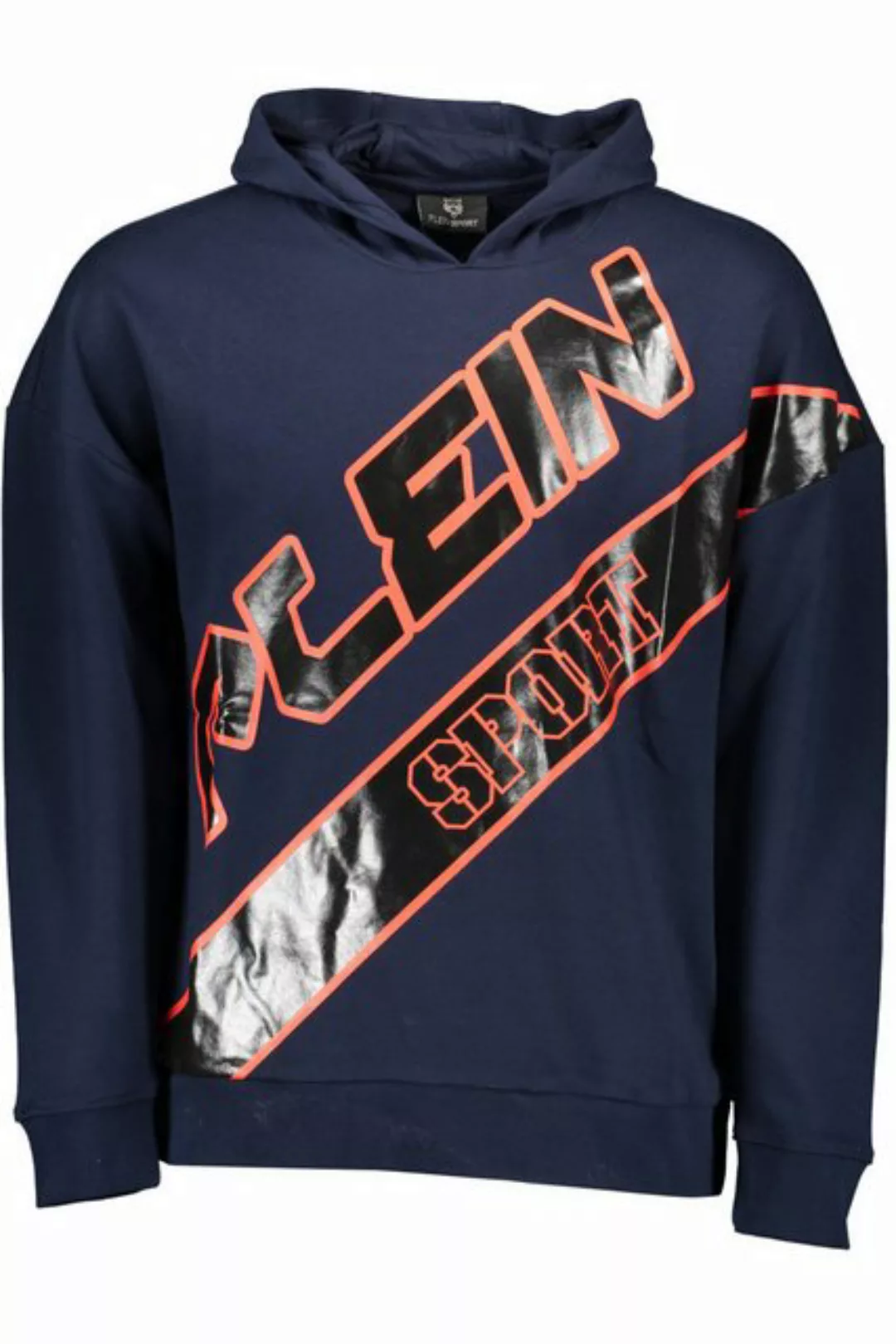 PLEIN SPORT Sweatshirt Blauer Herren Kapuzenpullover mit Applikationen und günstig online kaufen