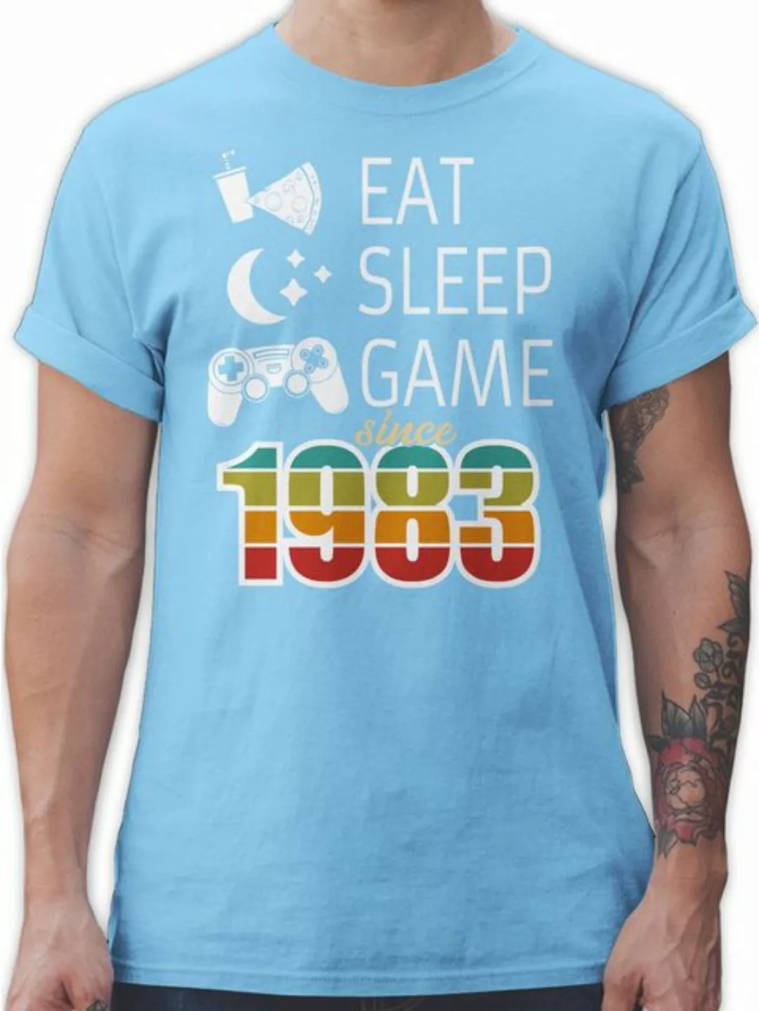 Shirtracer T-Shirt Eat sleep Game since 1983 bunt 40. Geburtstag günstig online kaufen