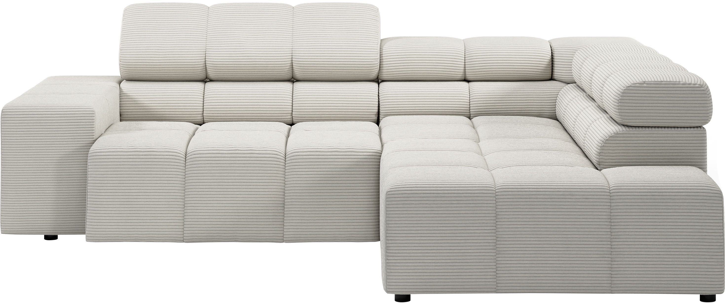 INOSIGN Ecksofa "Ancona, incl. Kopfteilverstellung + 3 Zierkissen, L-Form, günstig online kaufen