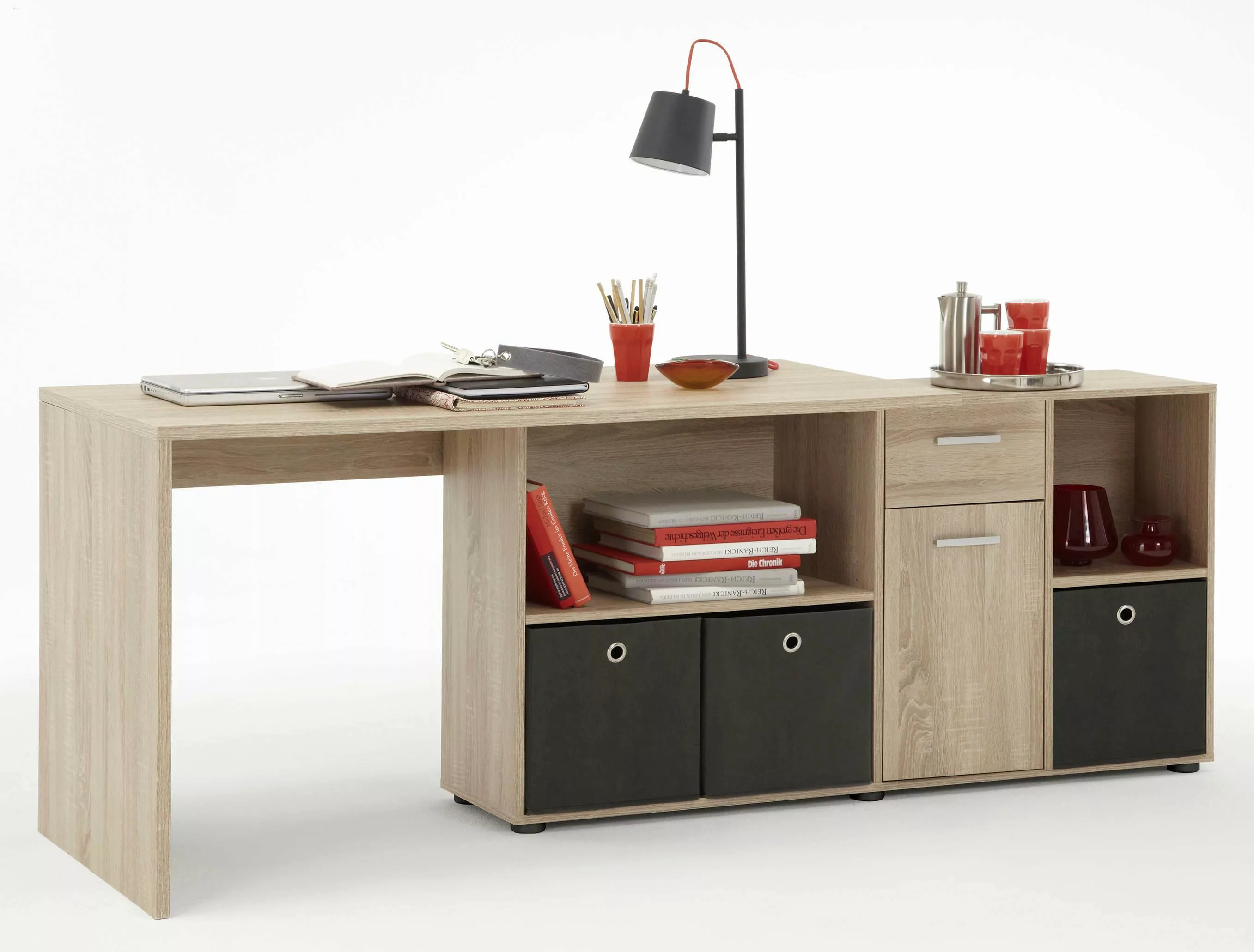 FMD Eckschreibtisch »Lex, Schreibtisch / Sideboard,«, drehbar, Breite 136 / günstig online kaufen