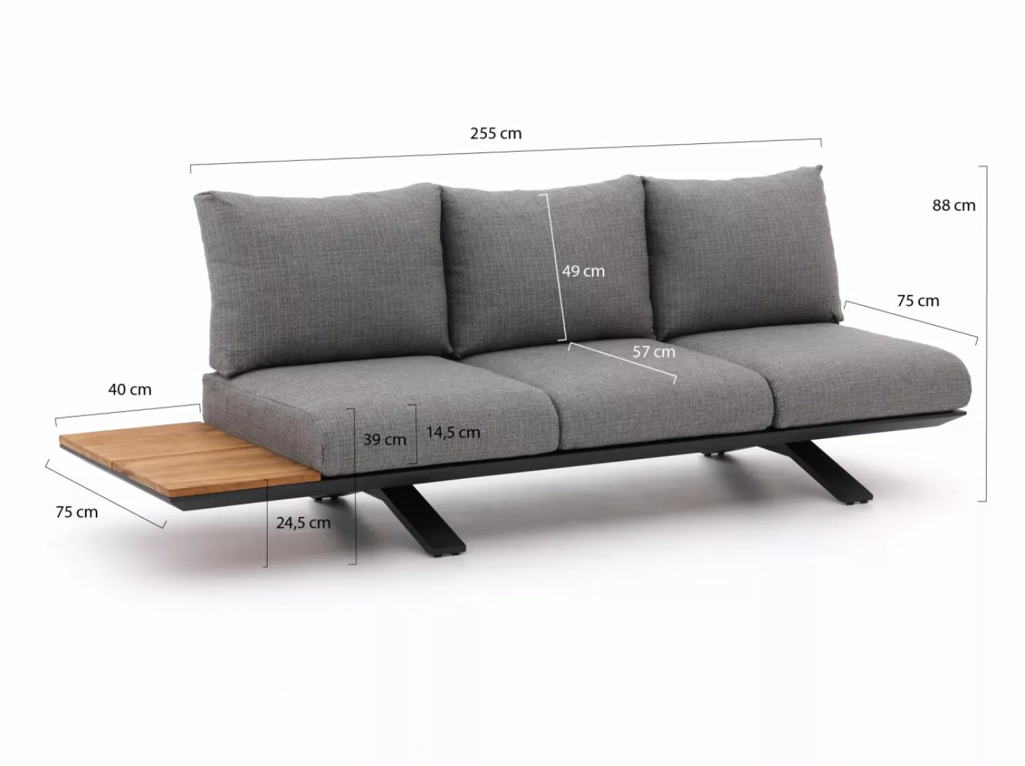 SUNS Stockholm Gartensofa 3-Sitzer links/rechts 255 cm günstig online kaufen