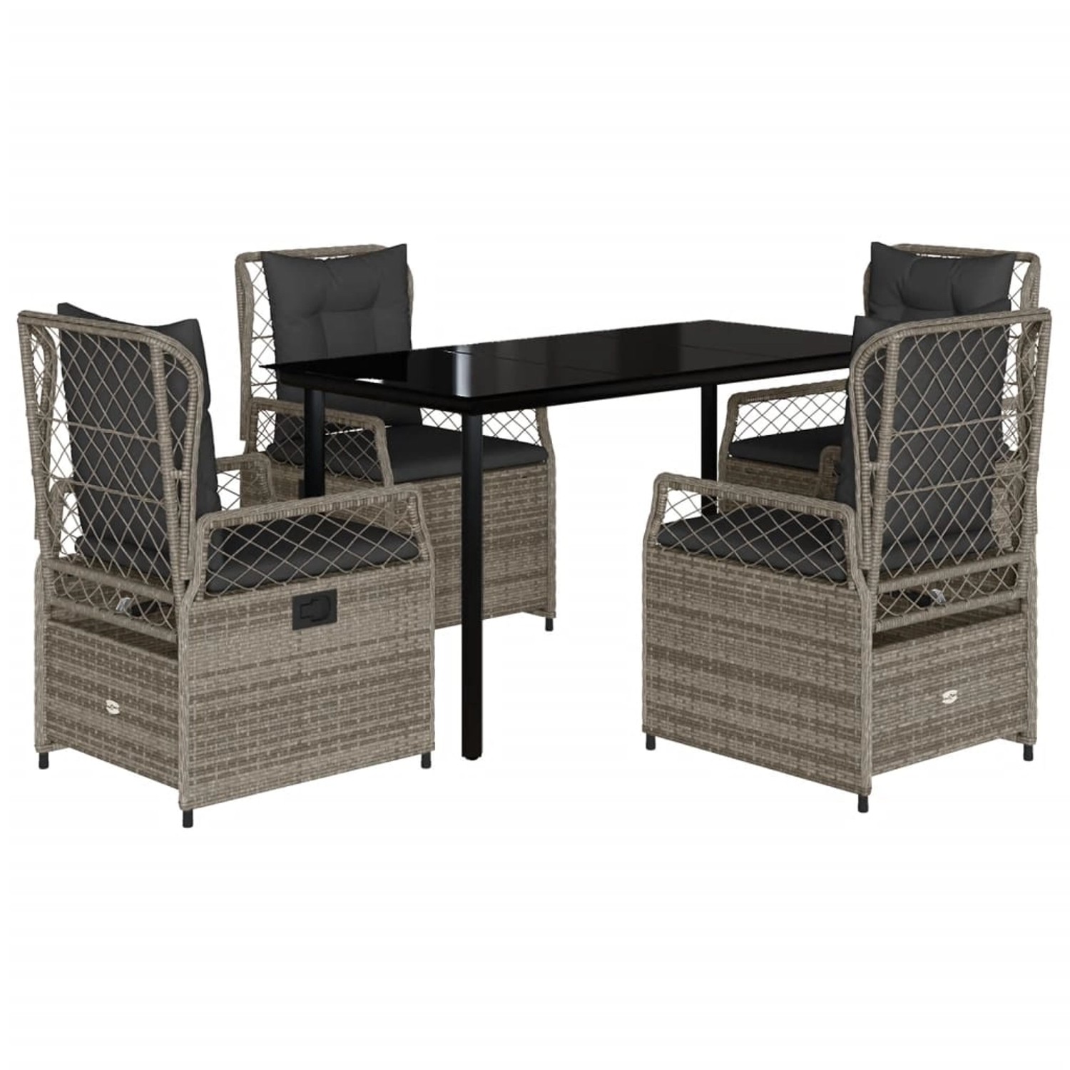 vidaXL 5-Tlg Garten-Essgruppe mit Kissen Grau Poly Rattan 3262994 günstig online kaufen