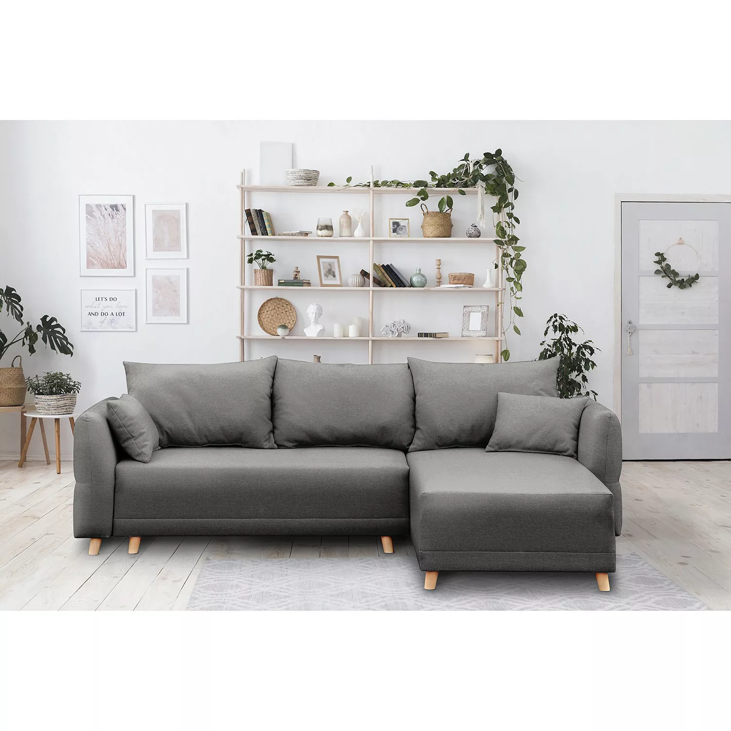 home24 Norrwood Ecksofa Jardins Anthrazit Strukturstoff 259x86x181 cm mit S günstig online kaufen