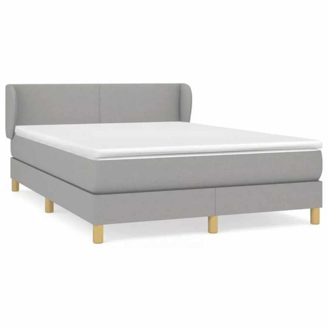 vidaXL Bettgestell Boxspringbett mit Matratze Hellgrau 140x190 cm Stoff Bet günstig online kaufen