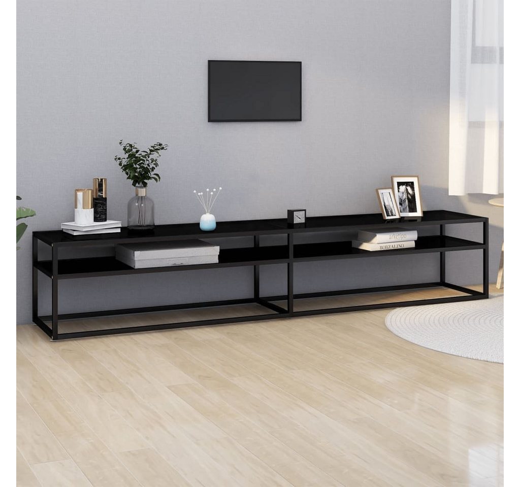 furnicato TV-Schrank Schwarz 220x40x40,5 cm Hartglas günstig online kaufen