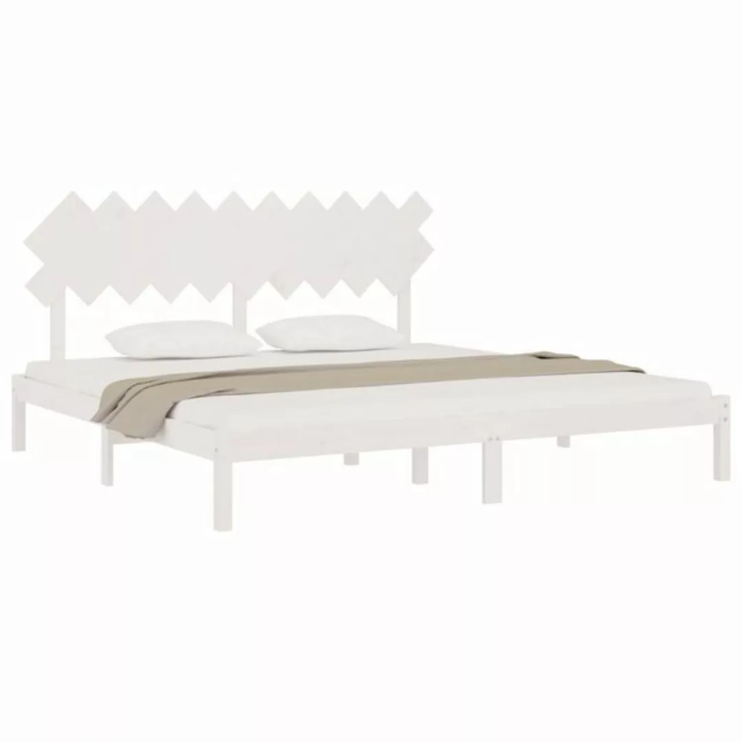 vidaXL Bettgestell Massivholzbett Weiß 200x200 cm Bett Bettrahmen Bettgeste günstig online kaufen