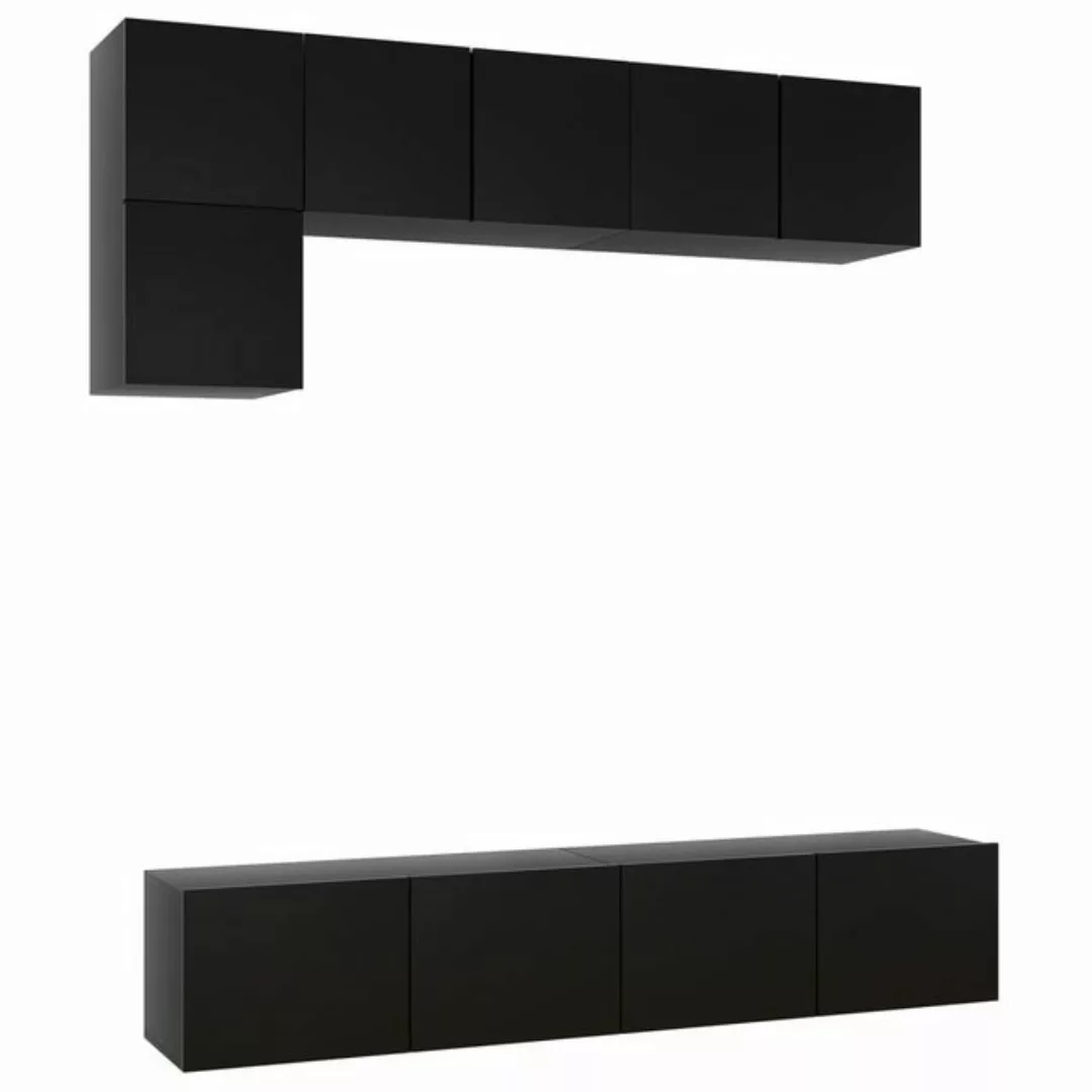 vidaXL Kleiderschrank 5-tlg TV-Schrank-Set Schwarz Spanplatte günstig online kaufen