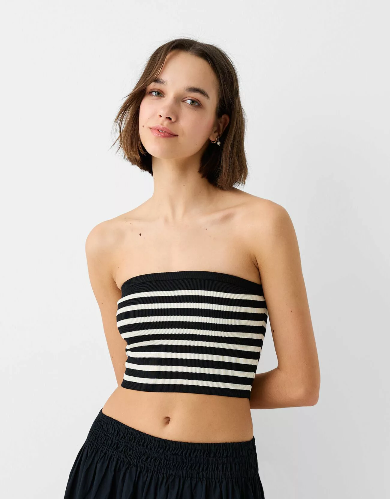 Bershka Bandeau-Top Damen M Schwarz günstig online kaufen