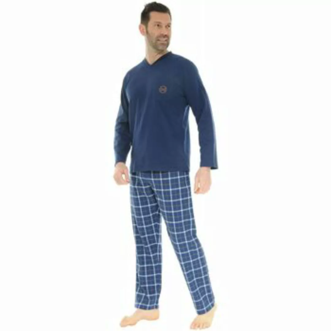 Christian Cane  Pyjamas/ Nachthemden PYJAMA LONG COL V BLEU DORIAN günstig online kaufen