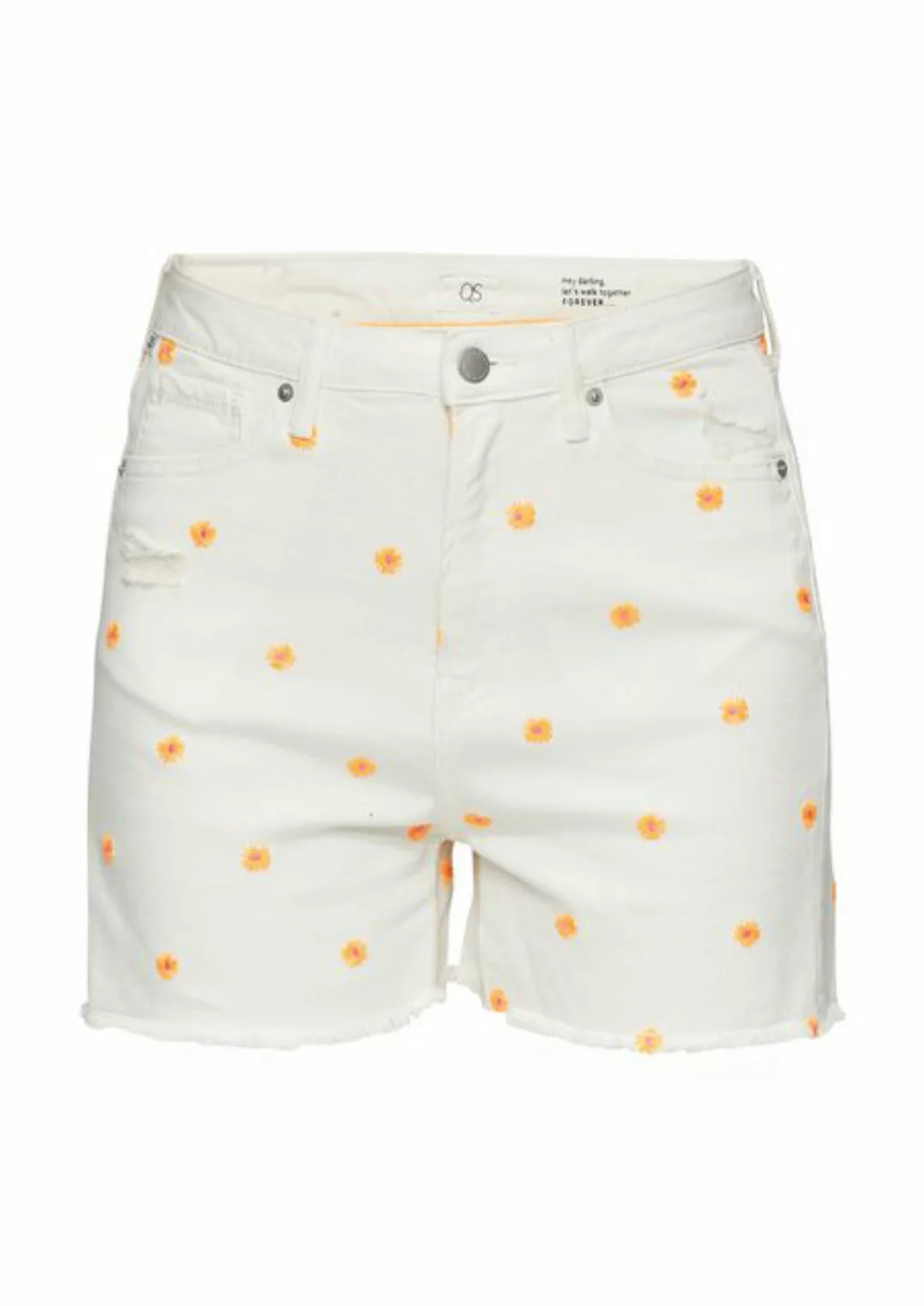 QS Jeansshorts mit floraler Minimal-Stickerei günstig online kaufen