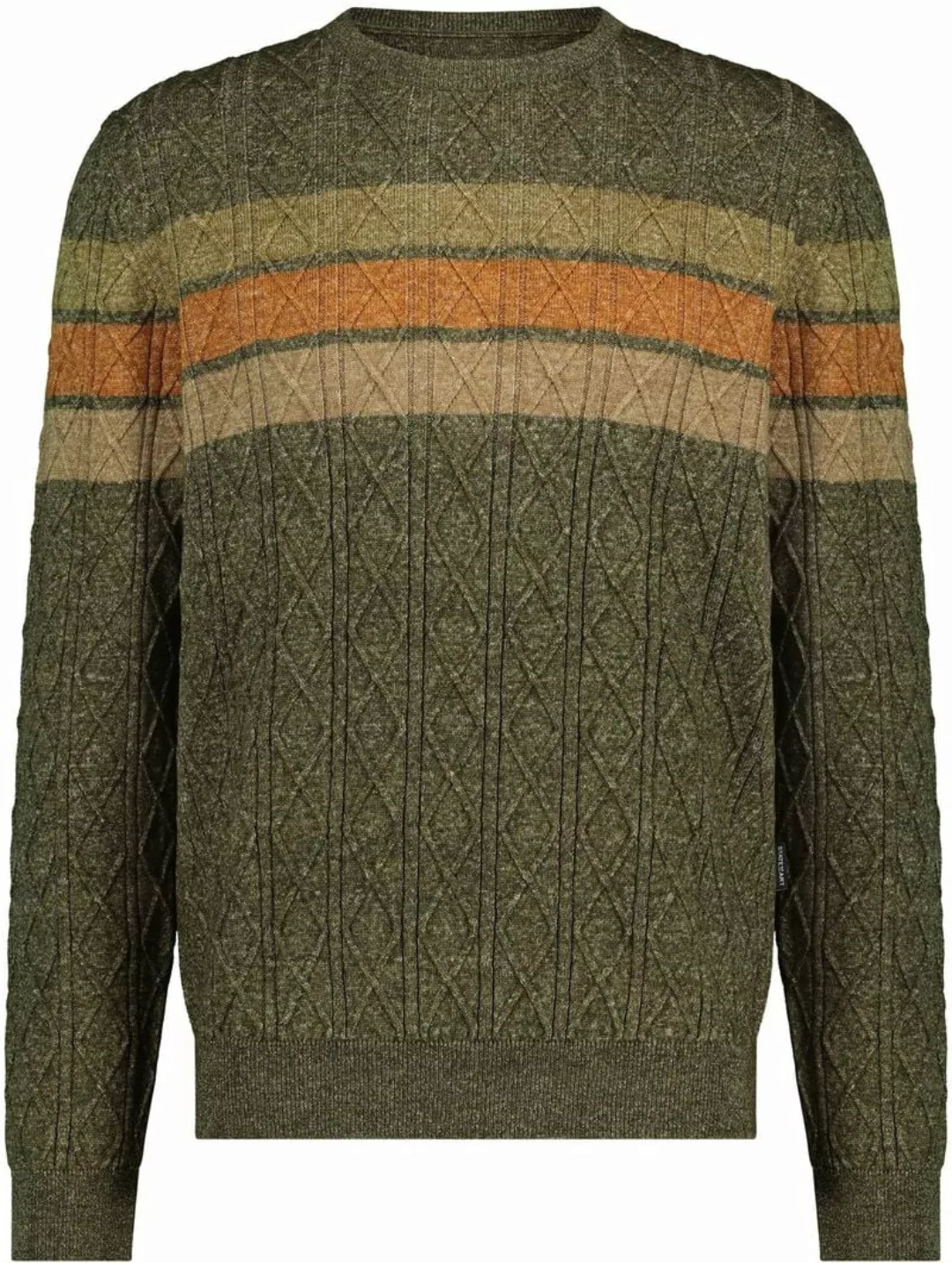 State Of Art Pullover mit Streifen Grün Melange - Größe 3XL günstig online kaufen