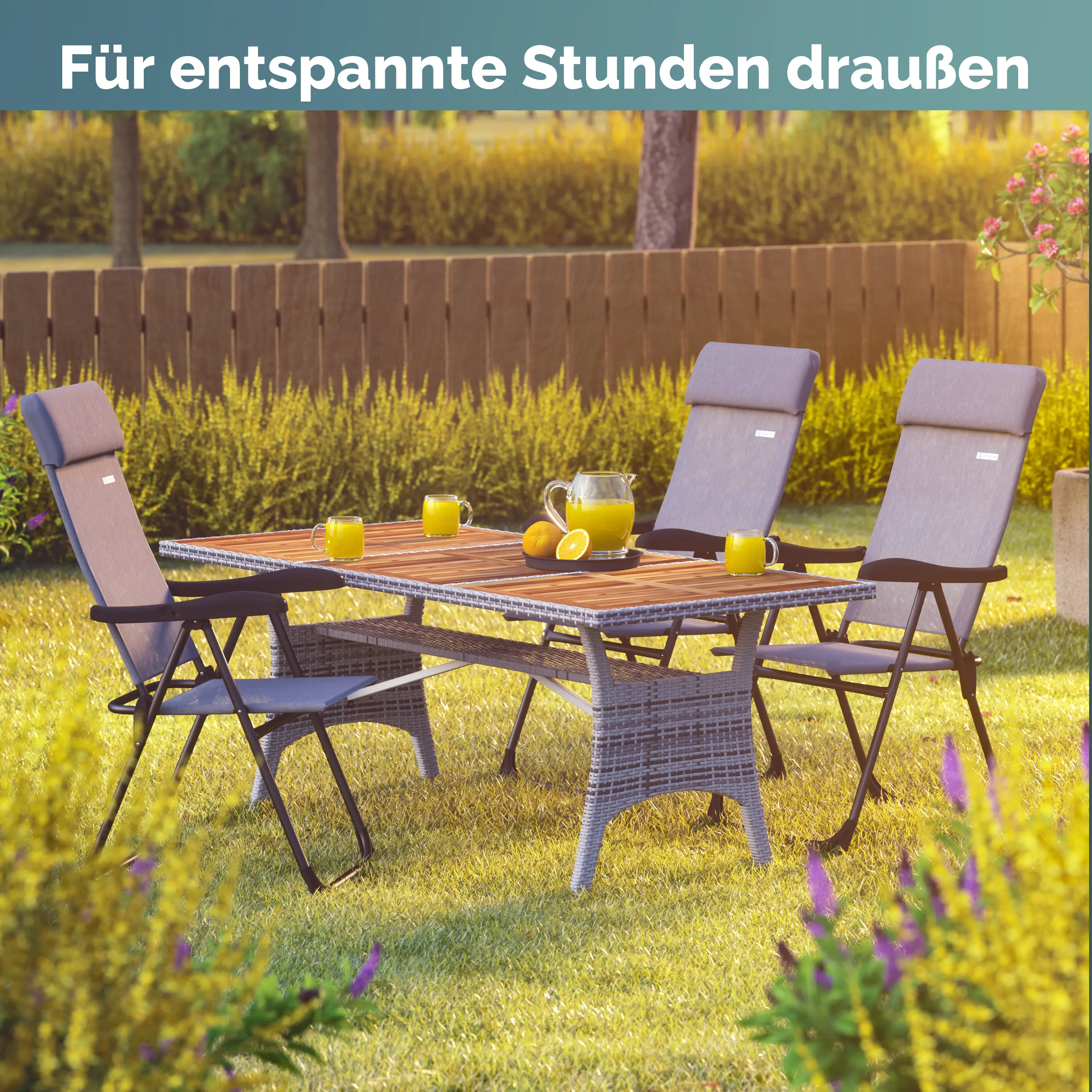 Gartenstuhl 4er-Set Grau meliert Alu klappbar günstig online kaufen