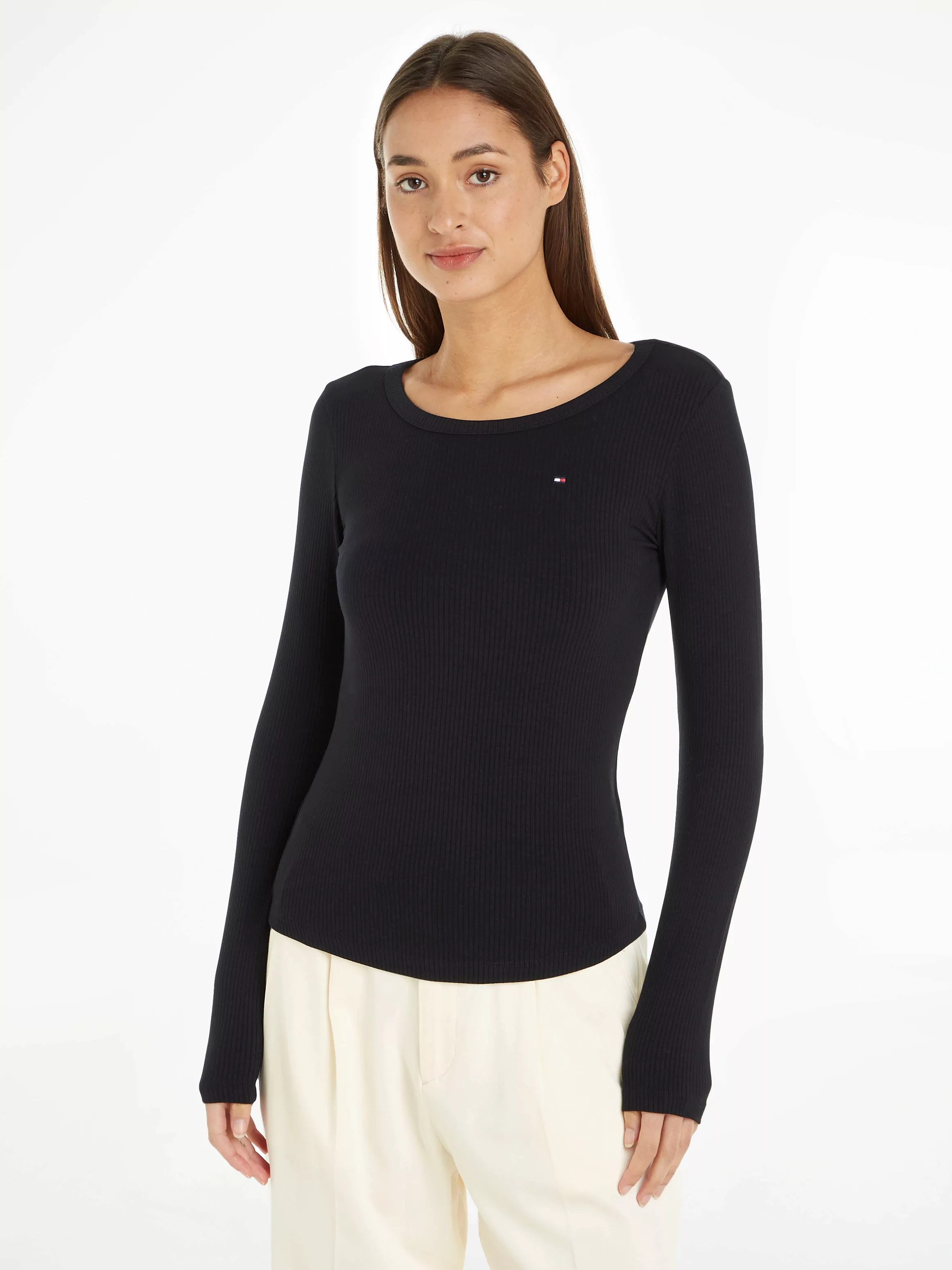 Tommy Hilfiger Langarmshirt "SLIM 5X2 RIB O-NK LS", mit Struktur günstig online kaufen